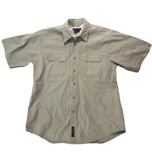 5.11 Tactical Shirt Men’s Medium Khaki Vented Short Sleeve Button Up Cotton Poly